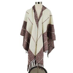Treasure & Bond Poncho Cape Burgundy Combo One Size NWT